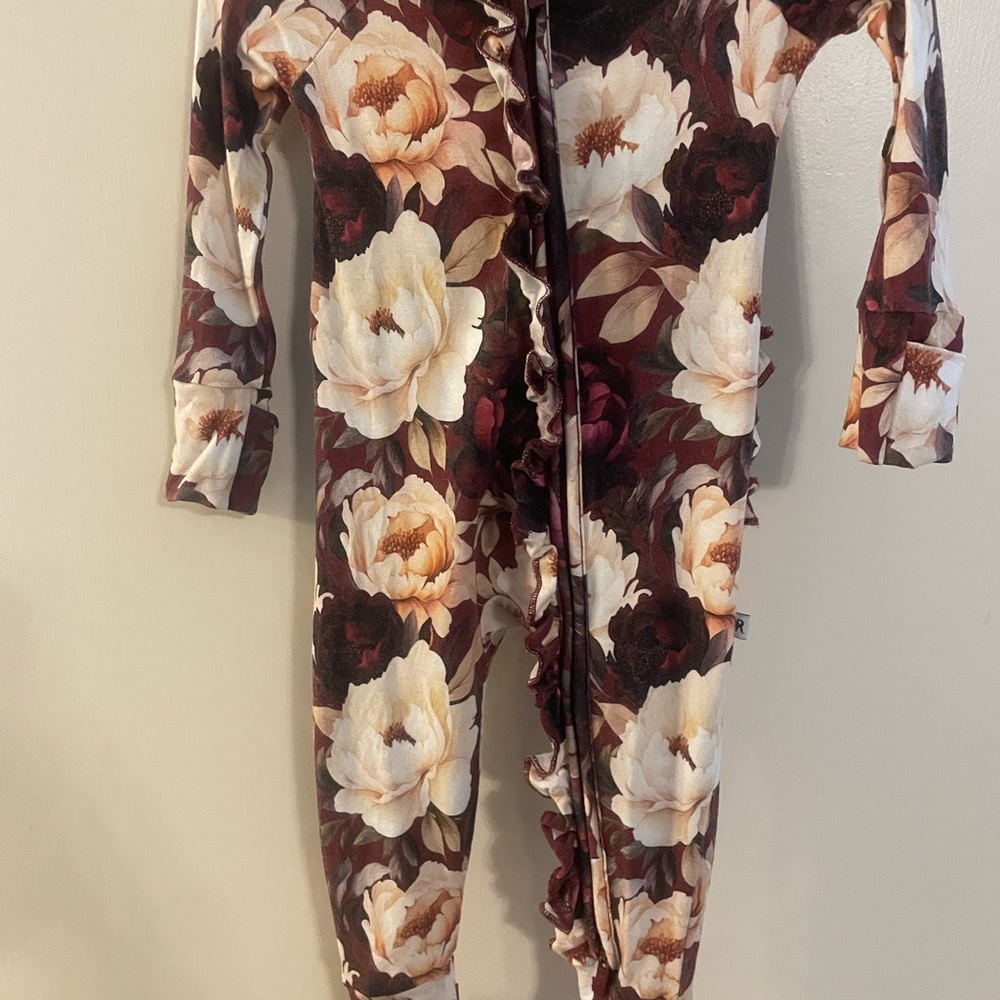 Bums and Roses Bamboo Floral Footie 3-6 month